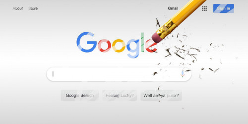 Google search window being erased by a pencil